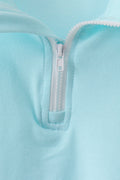 Light blue scalloped zipper shorts set - 2