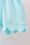 Light blue scalloped zipper shorts set - 4