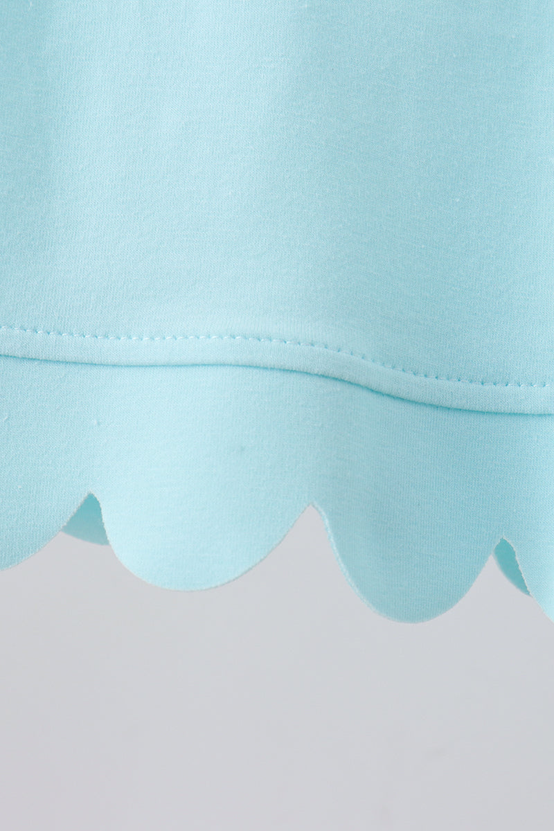 Light blue scalloped zipper shorts set - 5