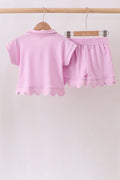 Pink Scalloped Polo Set - 2