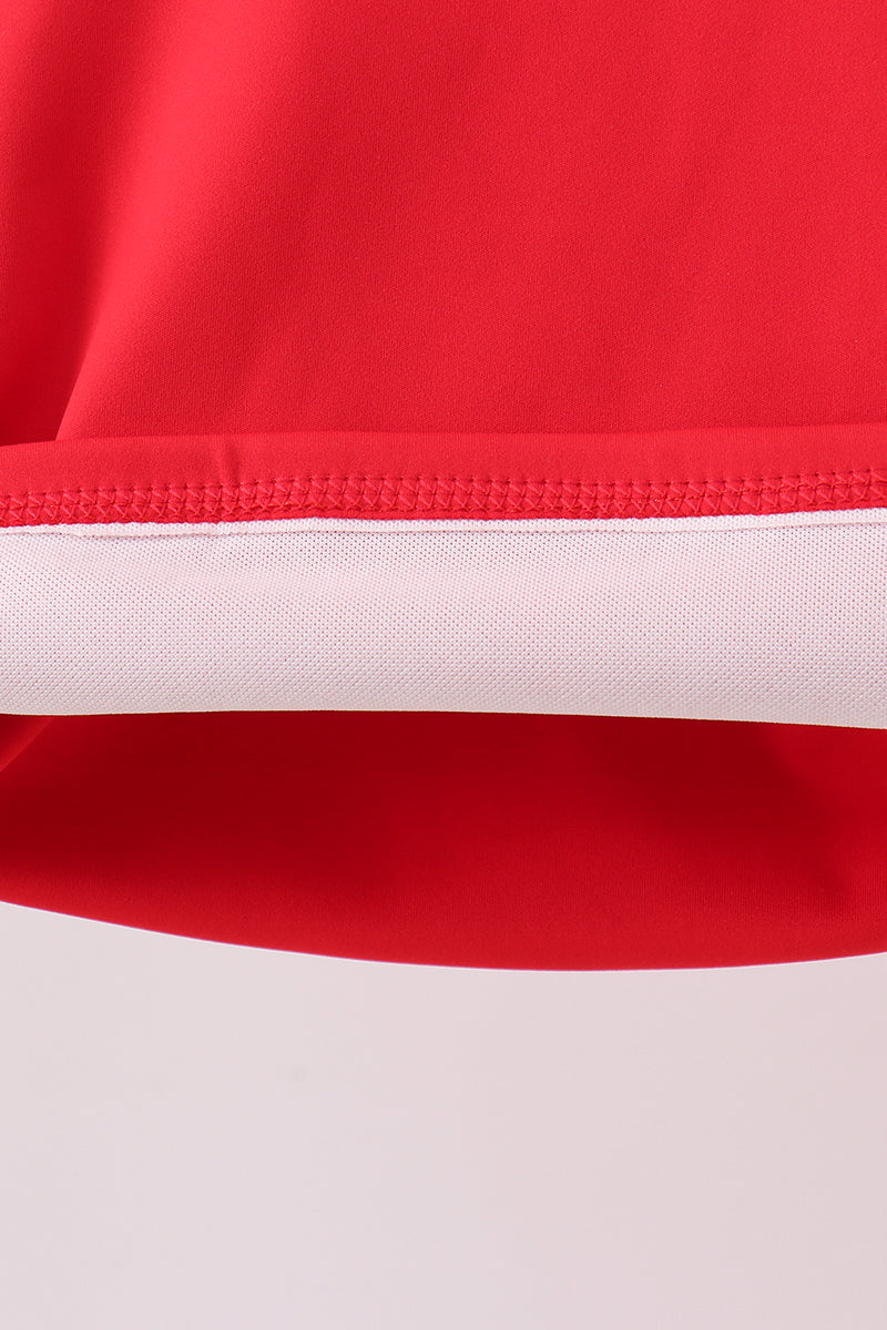 Red Performance Scalloped Skorts Set - 4