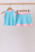 Blue Performance Scalloped Skorts Set - 3