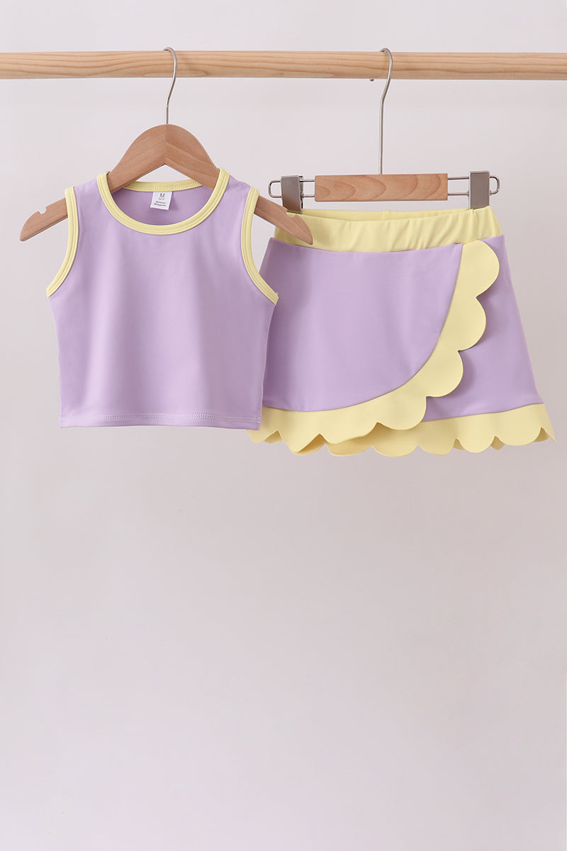 Lavender Performance Scalloped Skorts Set - 1