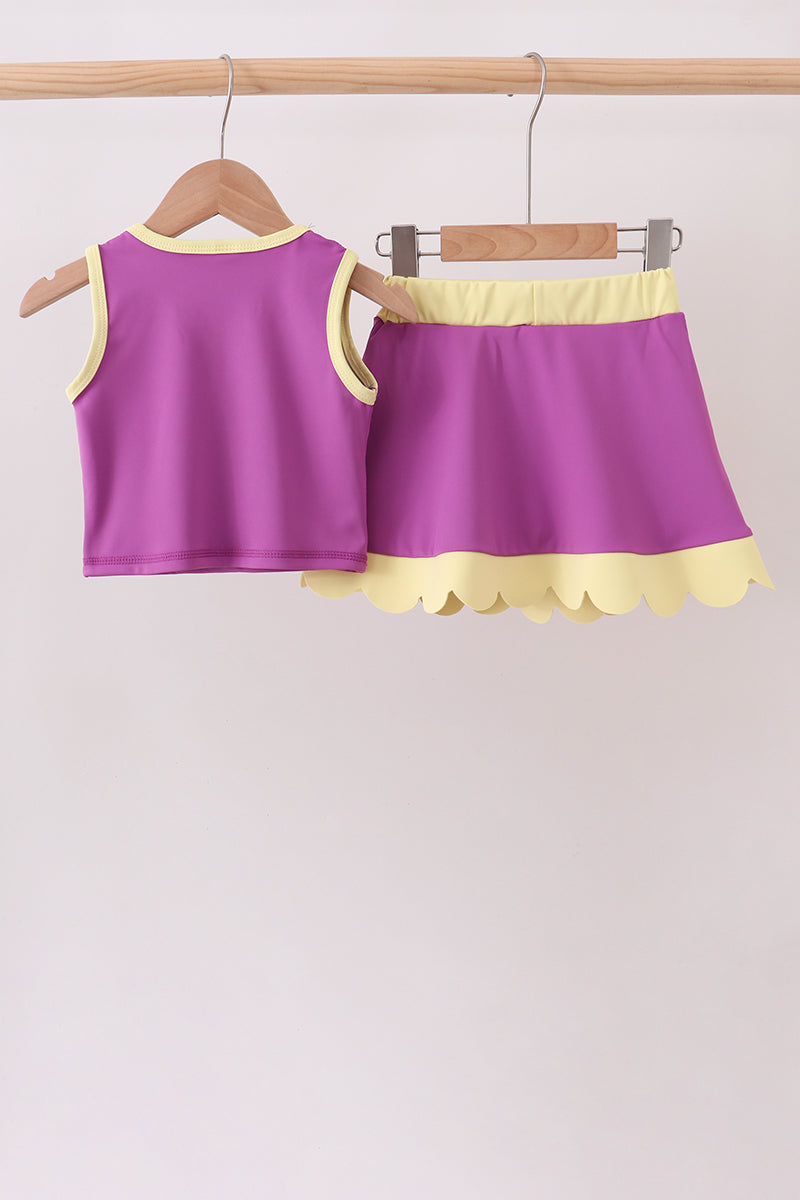Purple Performance Scalloped Skorts Set - 2