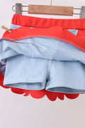 Blue scalloped active skorts set - 4