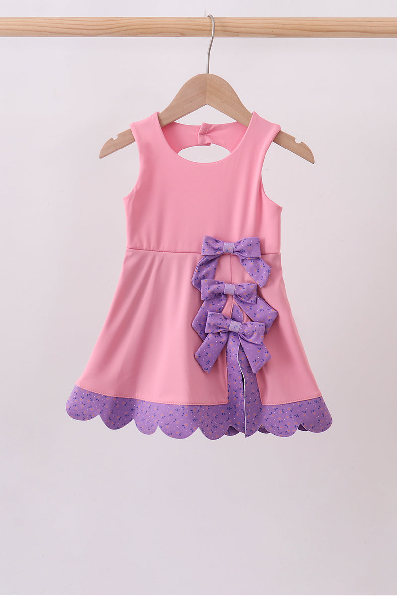 Pink scalloped bow active dress - 1