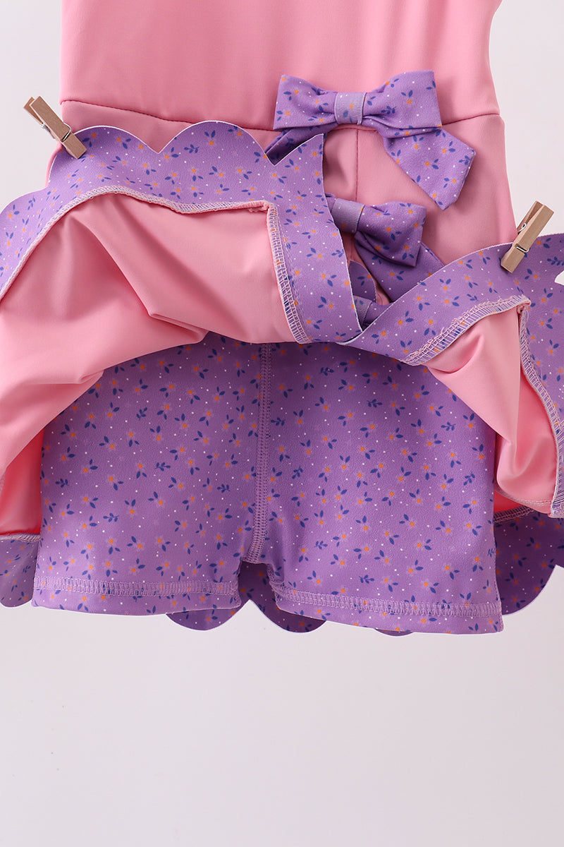 Pink scalloped bow active dress - 3