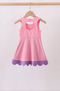 Pink scalloped bow active dress - 4
