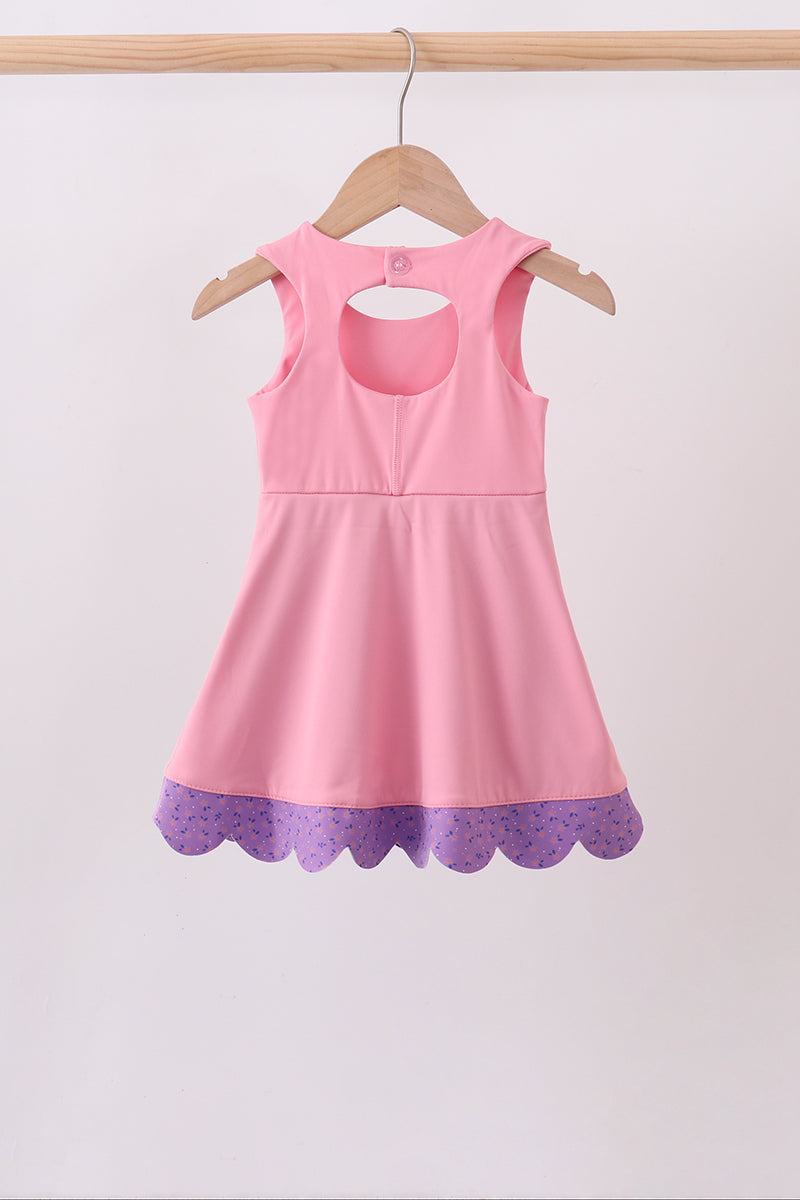 Pink scalloped bow active dress - 4