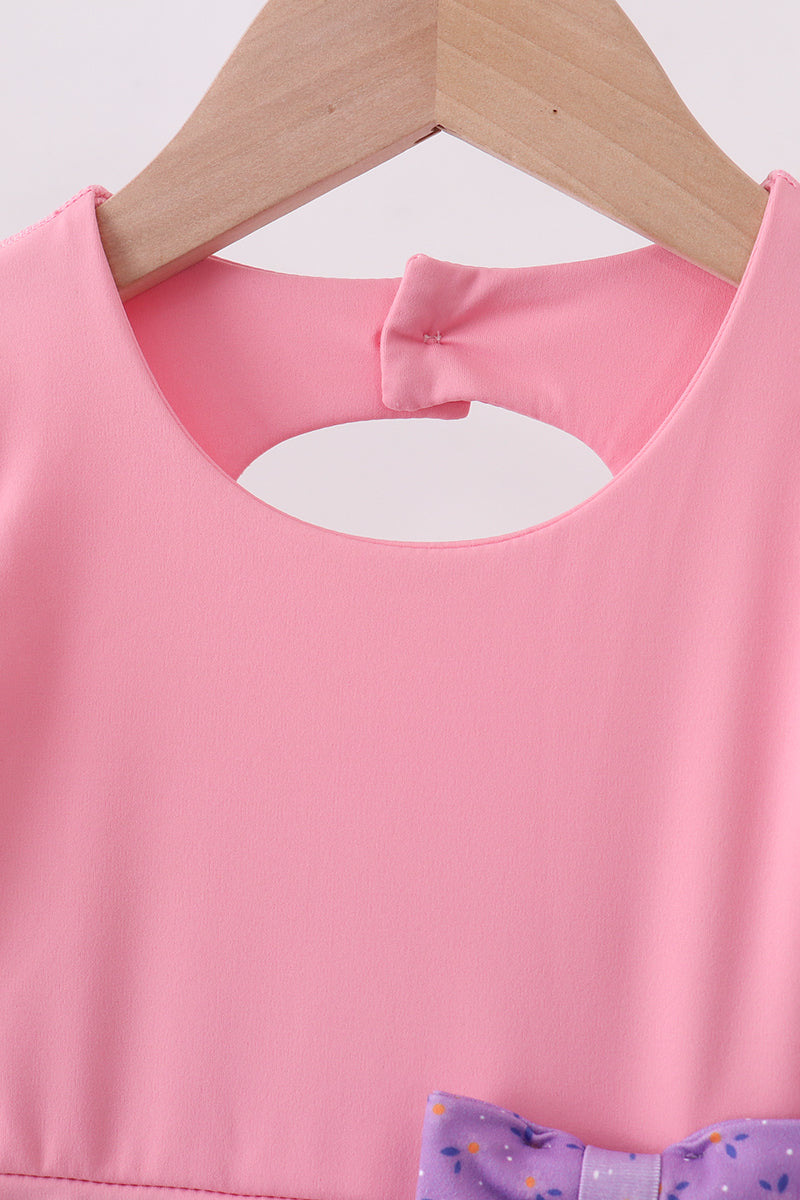 Pink scalloped bow active dress - 5