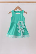 Green scalloped bow active dress - 1