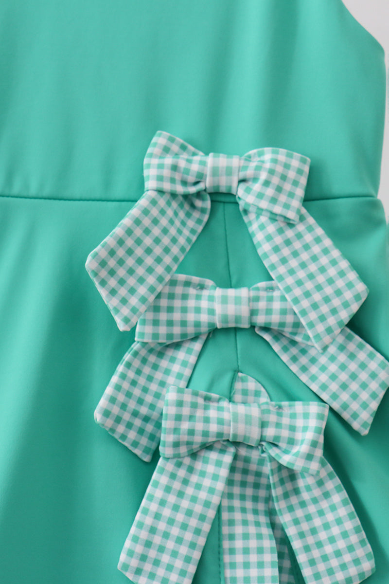Green scalloped bow active dress - 2