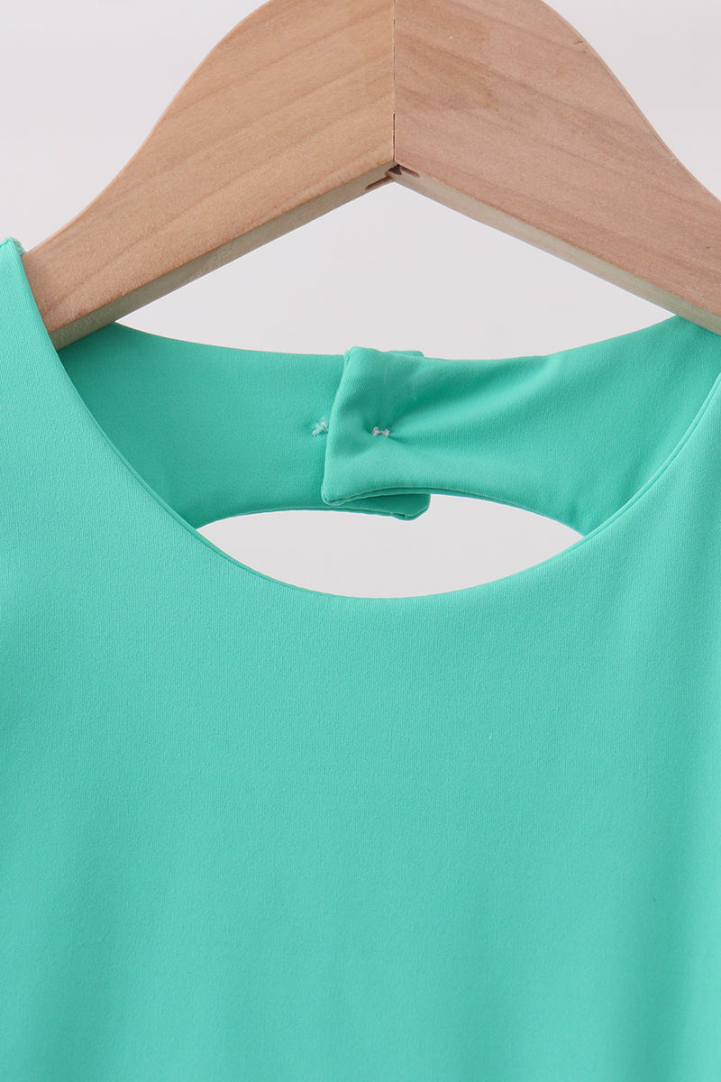 Green scalloped bow active dress - 3