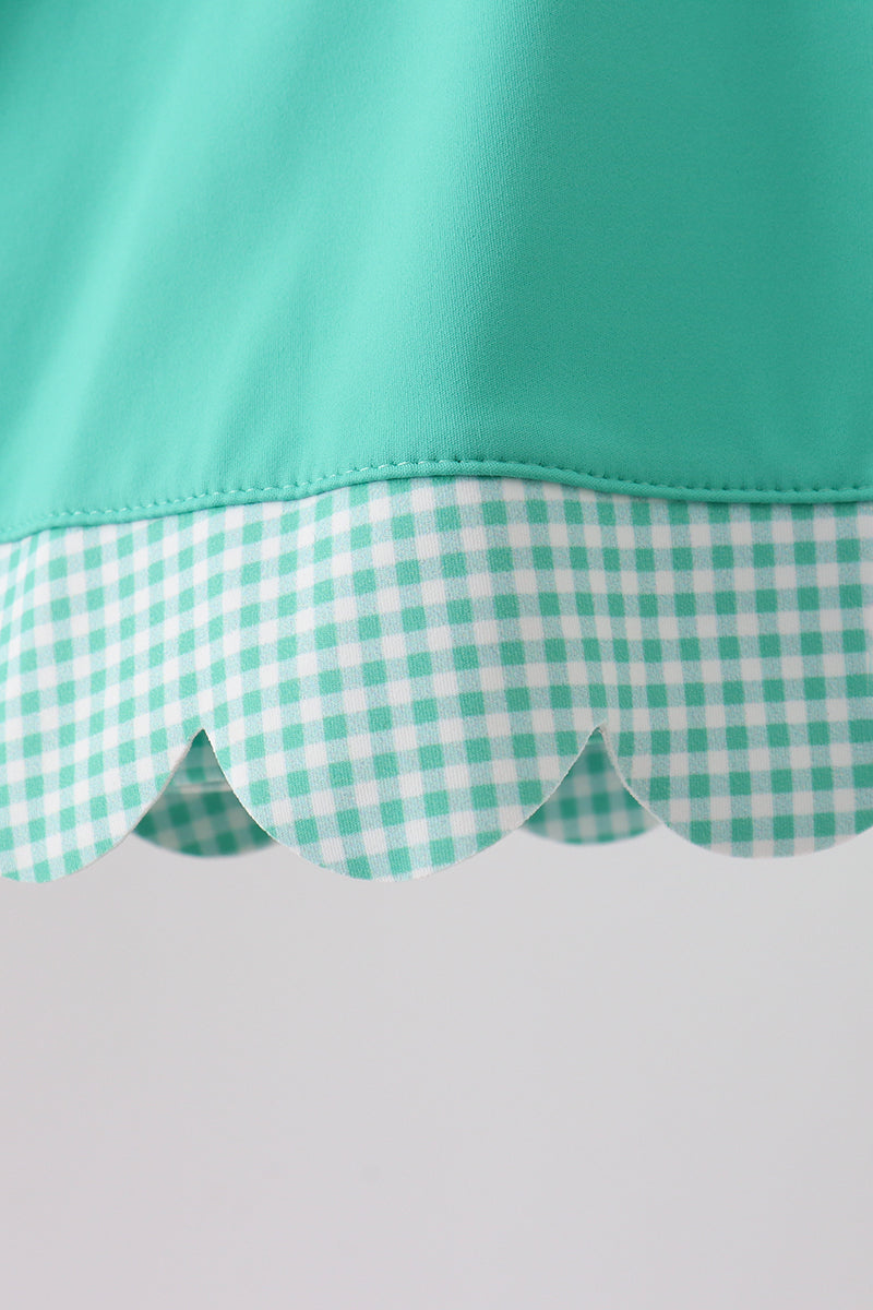 Green scalloped bow active dress - 4