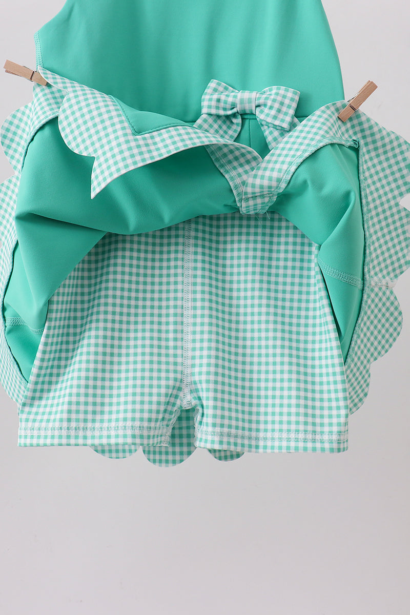 Green scalloped bow active dress - 5