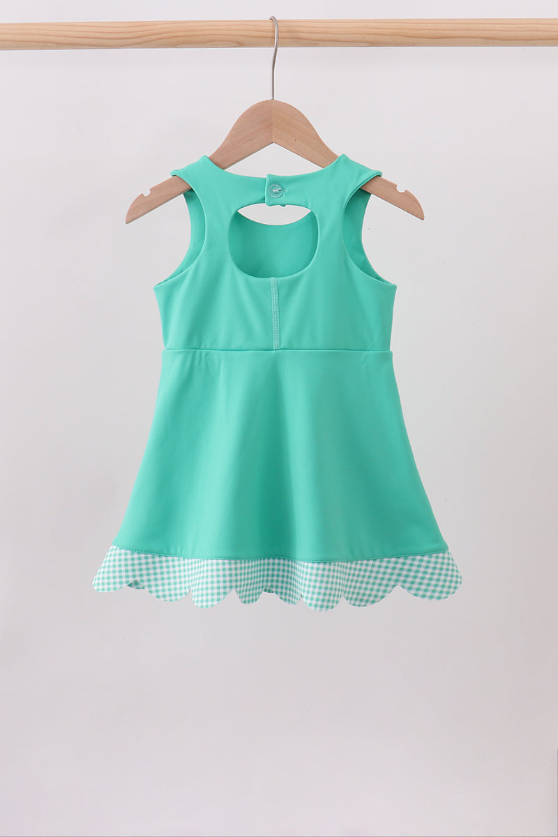 Green scalloped bow active dress - 6