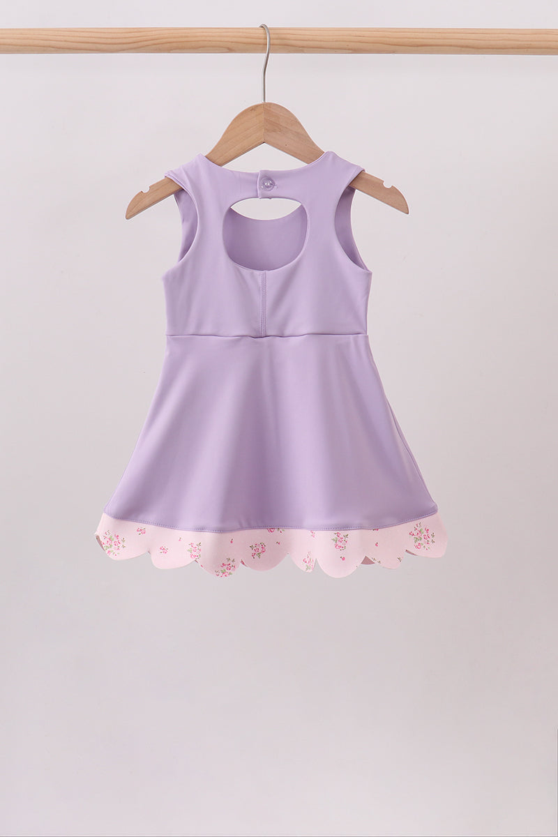 Purple scalloped bow active dress - 4
