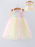 Girls Rainbow Sequin Tulle Dress – Pastel Party Dress - 1