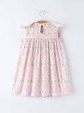 Floral Smocked Cross Peter Pan Collar Dress - 2