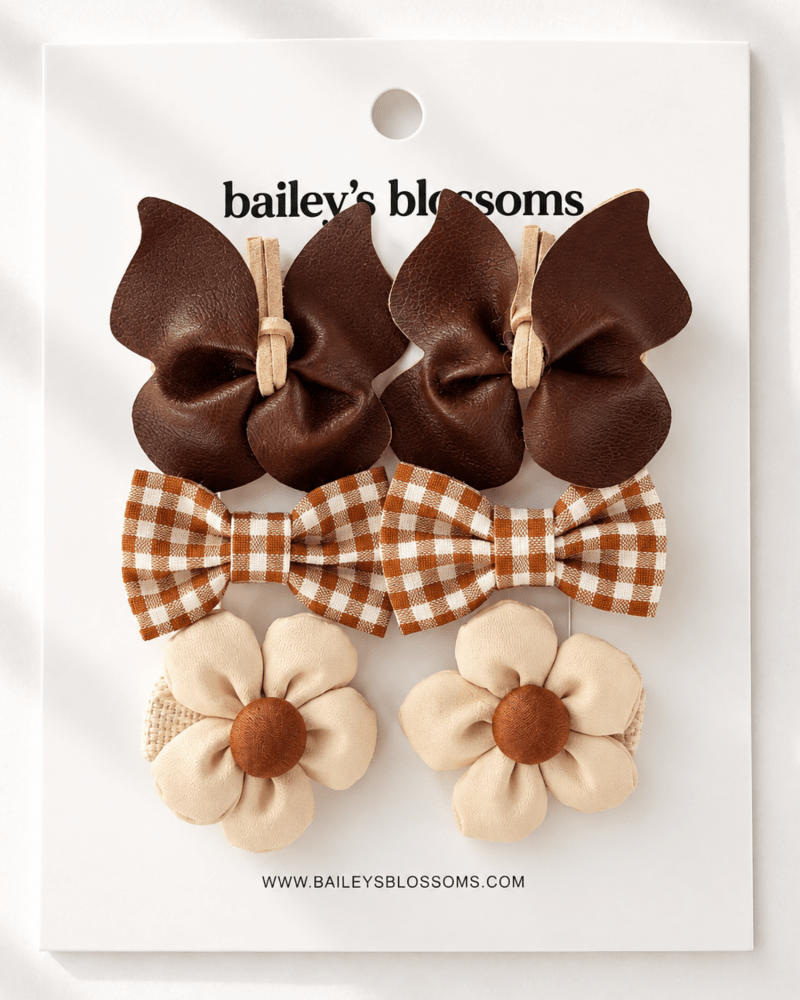 6-Piece Hair Clip Set - Mocha Meadow - 1