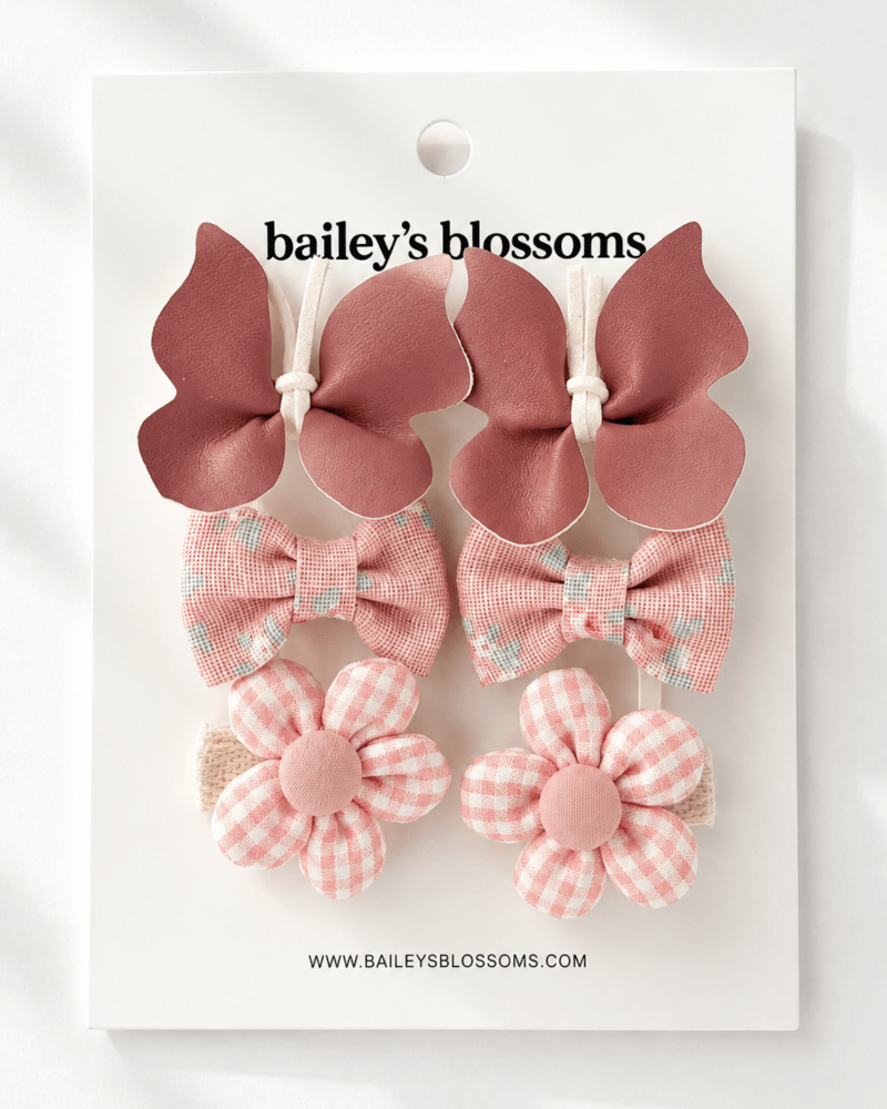 6-Piece Hair Clip Set -  Petal Pink - 1