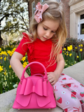 Strawberry Bow Girls Ruffle Top and Bell Bottoms Set - 3
