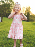 Farm Spring Chicken Print Girls Ruffle Dress - 2