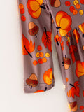 Fall Autumn Leaves Pine Cone Stripe Print Girls Dress - 5