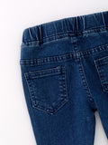 Deep Blue Spray Dyeing Tight Bell-bottoms Denim Jeans Pants - 5