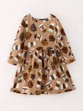 Fall Thanksgiving Day Set Of 2 Pcs In One Package Girls Leopard Print Dress - 4