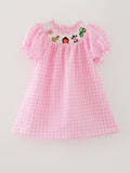 Farm Pink Smocking Embroidered Girls Dress - 2