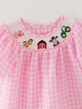 Farm Pink Smocking Embroidered Girls Dress - 4