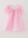 Farm Pink Smocking Embroidered Girls Dress - 3