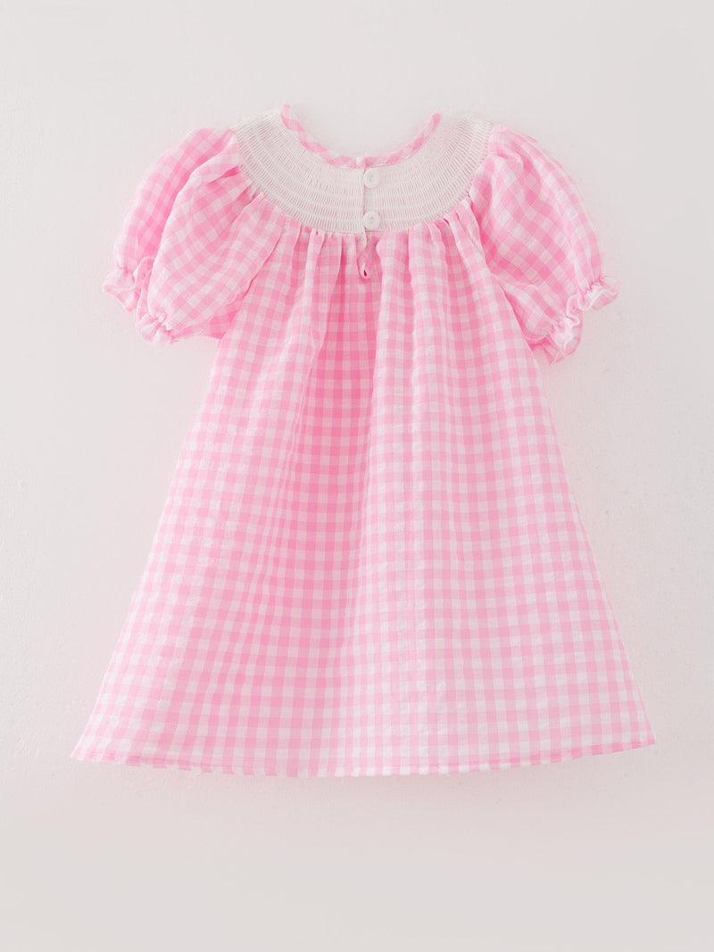 Farm Pink Smocking Embroidered Girls Dress - 3