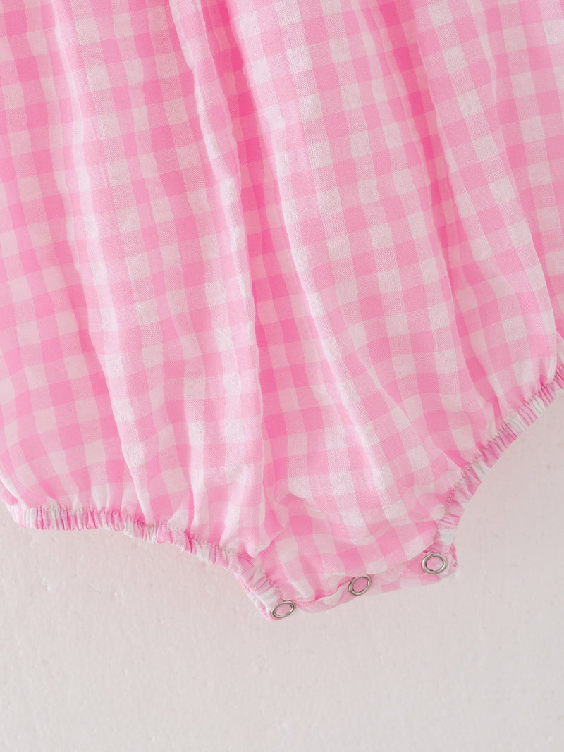 Farm Pink Smocking Embroidered Girls Romper - 8