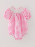 Farm Pink Smocking Embroidered Girls Romper - 5