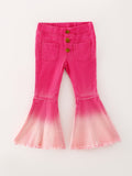 Pink Gradient Denim Flared Pants - 1