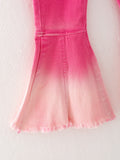 Pink Gradient Denim Flared Pants - 3