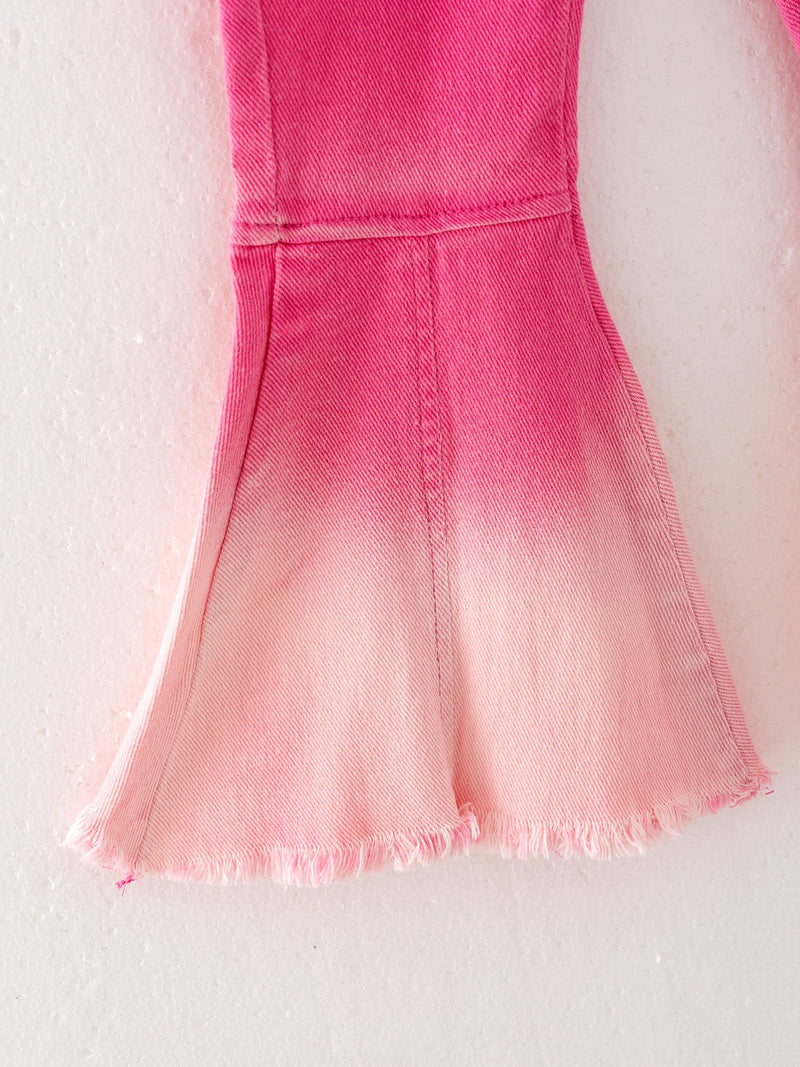 Pink Gradient Denim Flared Pants - 3
