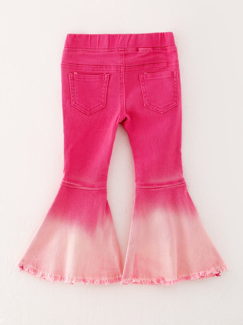Pink Gradient Denim Flared Pants - 4