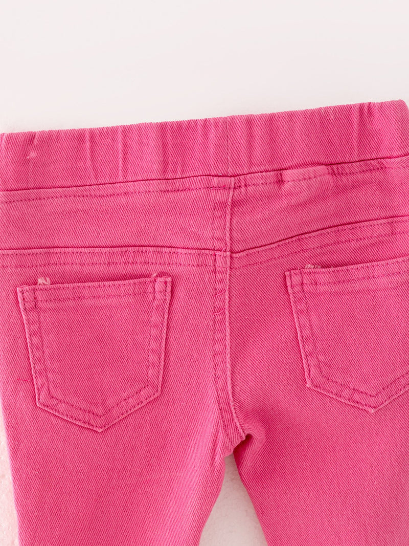 Pink Gradient Denim Flared Pants - 5