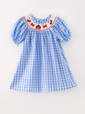 Farm Blue Smocking Embroidered Girls Dress - 2