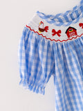 Farm Blue Smocking Embroidered Girls Dress - 5