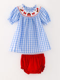 Farm Smocking Embroidered Girls Outfits - 4
