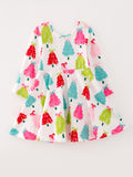 Christmas Tree Print Long Sleeve Dress - 1