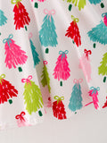 Christmas Tree Print Long Sleeve Dress - 4