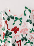 Girls Christmas Bow Print Dress - 3