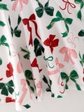 Girls Christmas Bow Print Dress - 5