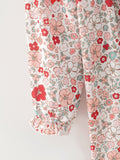 Christmas Red Floral Girls Dress Candy Cane Bow Embroidery Dress - 5