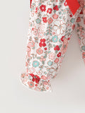 Christmas Red Floral Baby Girl Outfit Set Embroidery Bloomer Set - 4